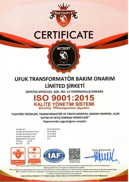 ISO 9001:2015 Kalite Yönetim Sistemi