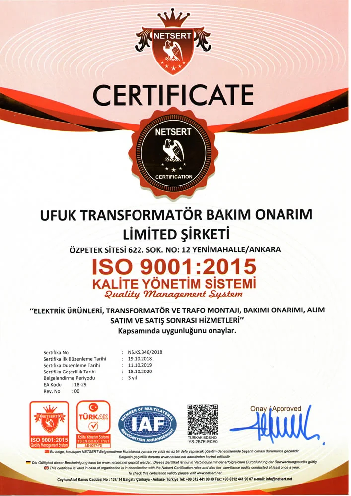 ISO 9001:2015 Kalite Yönetim Sistemi